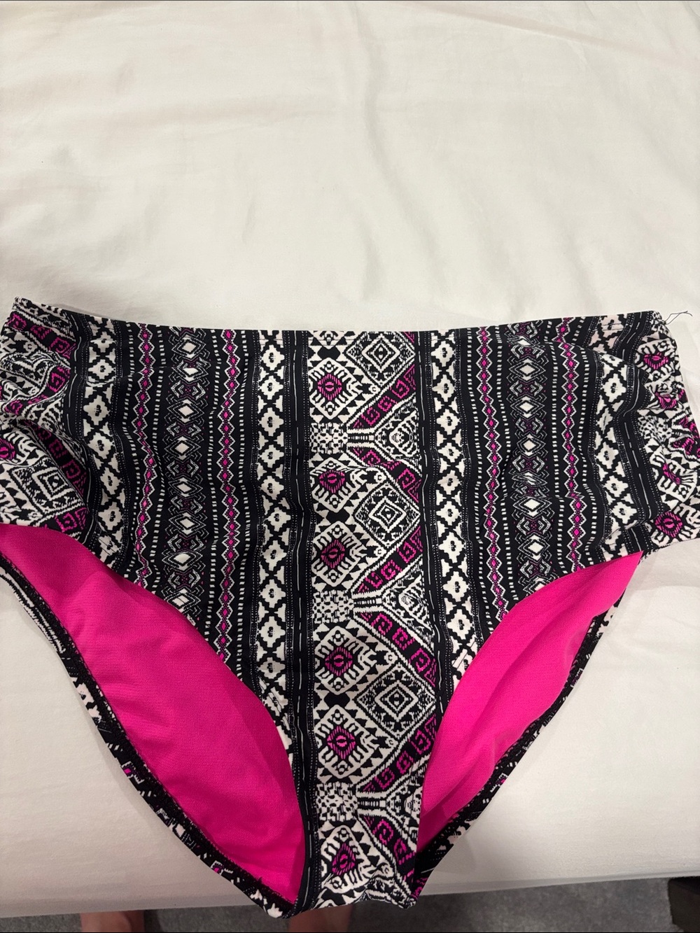Sonoma Black, White & Hot Pink Tribal High-Waist Bikini Bottoms
